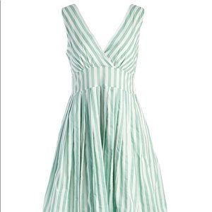 Mint stripe surplice dress